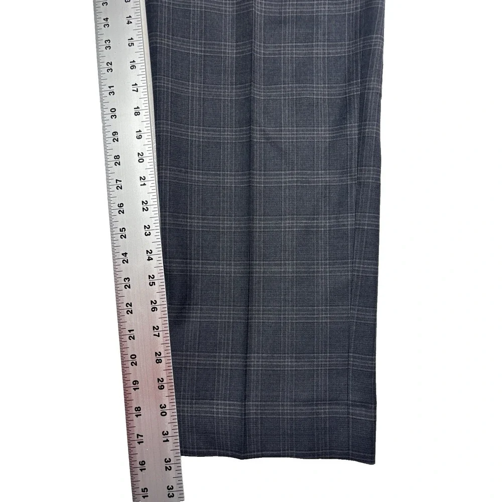 Di Milano 42x32 Blue Gray Plaid Dress Suit Pants Trousers Wool Flat‎ Front Mens